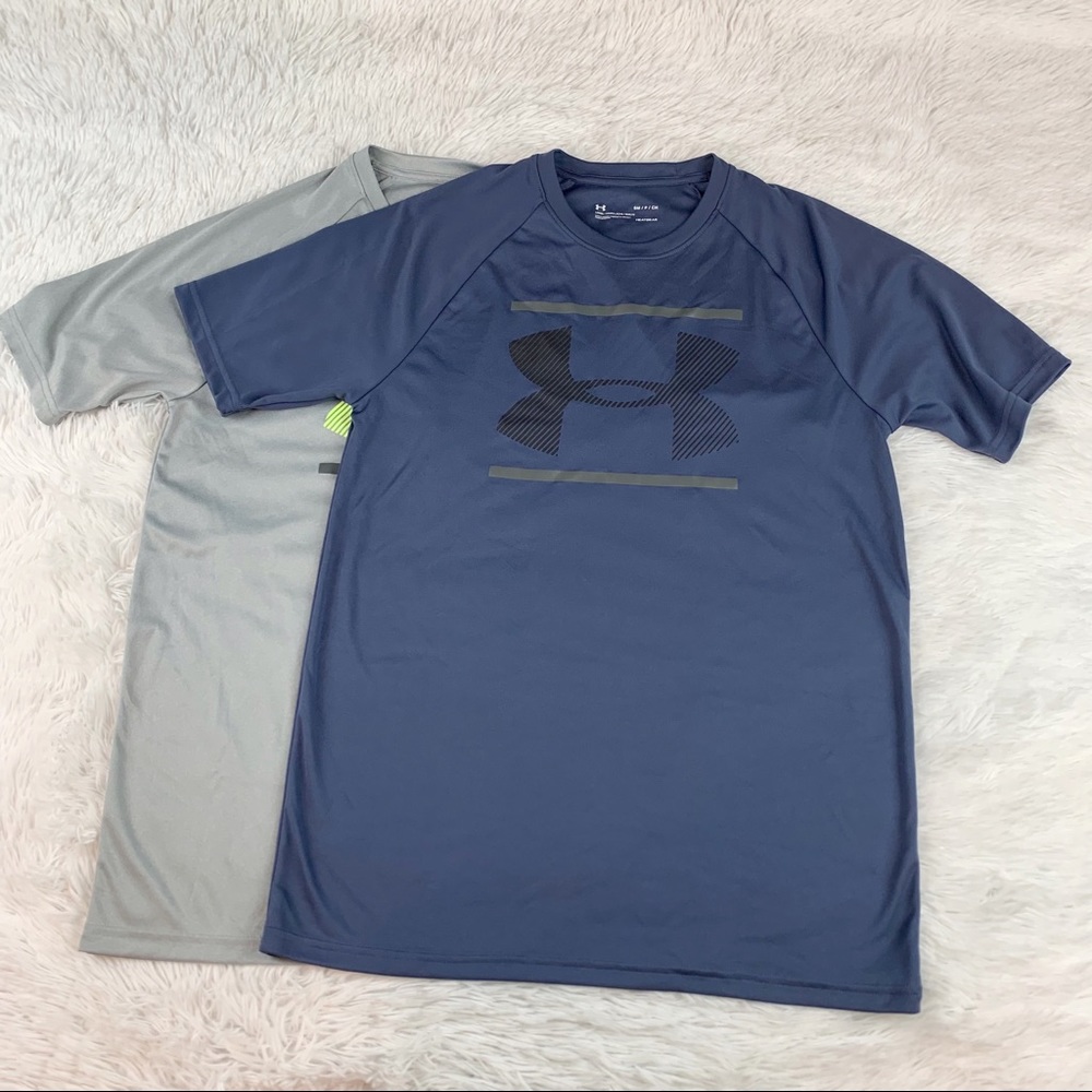 Under Armour Men's short‎ sleeve crew neck heatgear t-shirt blue gray
